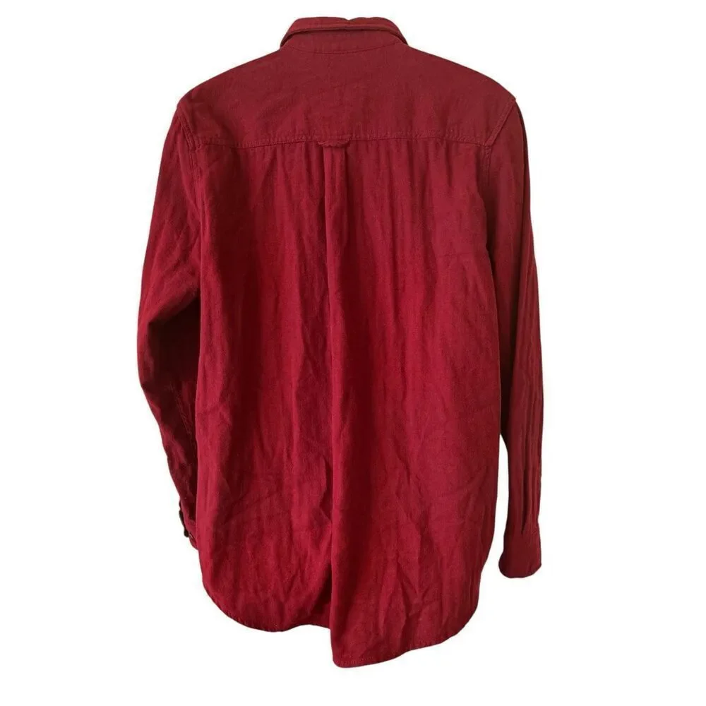 Woolrich Shirt Men’s Large Maroon Button Down Long Sleeve Flannel Casual Outdoor